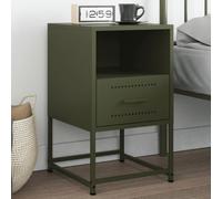 LoogCape Table de chevet vert olive - 36 x 39 x 60,5 cm - En acier - Design industriel - Table d'appoint robuste pour chambre à coucher - Table de chevet pratique avec espace de rangement - Commode de