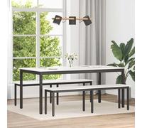 LoogCape Table de Salle à Manger Moderne Blanche 180 x 90 cm avec Pieds métalliques stabilité, idéale pour Cuisine, Repas, Salon, Style scandinave ou Rustique,