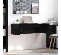 LoogCape Table murale noire aspect chêne - 100 x 45 x 30 cm - En bois - Pour ordinateur portable, PC, bureau à domicile, chambre à coucher, montage mural pour un travail rangé et peu encombrant