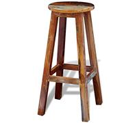 LoogCape Tabouret de bar en bois vieilli massif 75 cm de haut avec repose-pieds, tabouret de comptoir, tabouret de bistrot, tabouret de cuisine, tabouret de cuisine, tabouret de cuisine, salle à