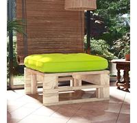 LoogCape Tabouret de jardin en palette, en bois de pin imprégné, 60 x 60 x 25 cm, coussin vert clair, meuble d'extérieur robuste pour terrasse, jardin et salon