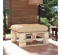 LoogCape Tabouret de jardin en palettes en bois de pin imprégné, 60 x 60 x 25 cm, meubles de salon robustes pour terrasse, ensemble de meubles d'extérieur avec coussins beige