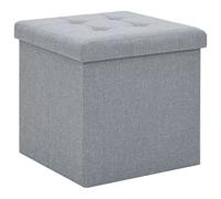 LoogCape Tabouret pliant avec espace de rangement, gris clair, aspect lin, peu encombrant, portable, facilement empilable, rembourré, pour cuisine, jardin, terrasse, bureau, fête, visite, polyvalent