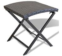 LoogCape Tabouret pliant en polyrotin noir pour balcon, terrasse, jardin, extérieur, table d'appoint et repose-pieds, résistant aux intempéries, imperméable, empilable et peu encombrant