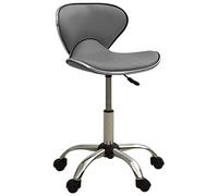 LoogCape Tabouret roulant de coiffeur gris en cuir synthétique réglable en hauteur pivotant à 360 degrés avec roulettes pour salon cosmétique studio aménagement professionnel