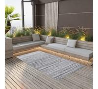 LoogCape Tapis d'extérieur ARAKIL - Gris - 190 x 290 cm - Résistant aux intempéries et lavable - Pour balcon et terrasse - Avec base antidérapante - Pour jardin, piscine, camping, plage et auvent