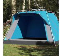 LoogCape Tente de camping pour 4 personnes - Bleu - Polyester 190T - PU imperméable - Système de serrage rapide avec barres en aluminium - Connecteur E pour câble d'extension - Tente cabine pour