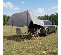 LoogCape Tente de voiture gris orange 350 x 250 cm polyester acier avec toit en toile fermeture éclair pliable pour housse de voiture extérieur camping protection contre la pluie