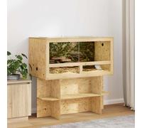 LoogCape Terrarium rustique OSB marron 100 x 50 x 50 cm avec thermomètre pour reptiles amphibiens, enclos durable avec cadre en bois stable, idéal pour gecko, tortue, caméléon et autres reptiles