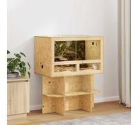 LoogCape Terrarium rustique OSB marron 80 x 50 x 50 cm avec thermomètre pour reptiles amphibiens, enclos durable pour tortues, geckos, caméléons, avec cadre en bois robuste, intérieur