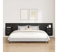 LoogCape Tête de lit avec armoire aspect chêne noir, ensemble de 3 pièces à montage mural avec espace de rangement, panneau mural moderne pour chambre à coucher, design rectangulaire pour lit double