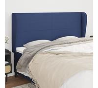 LoogCape Tête de lit avec oreilles - Bleu - 203 x 23 x 118/128 cm - En tissu - Hauteur réglable - Robuste - Pour chambre à coucher