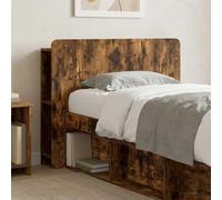 LoogCape Tête de lit en bois de chêne fumé, 119,5 x 18,5 x 80 cm, espace de rangement polyvalent et montage mural, accessoire de chambre moderne avec design robuste et utilité pratique