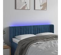 LoogCape Tête de lit LED bleu foncé 147 x 16 x 78/88 cm - En velours rembourré - Réglable en hauteur - Pour chambre à coucher et lit - Avec bande lumineuse découpable - Design moderne