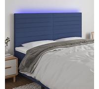 LoogCape Tête de lit LED moderne bleue 200 x 5 x 118/128 cm, tissu résistant, réglable en hauteur, pour lit réglable, avec éclairage coloré