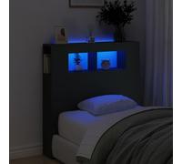 LoogCape Tête de lit LED noire 100 x 18,5 x 103,5 cm, en bois avec éclairage RVB, pour lit, décoration moderne de chambre à coucher