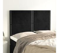 LoogCape Tête de lit noire 144 x 5 x 118/128 cm en velours, réglable en hauteur, tissu d'ameublement doux pour chambre à coucher, design élégant, pieds en bois stables