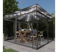 LoogCape Tonnelle avec moustiquaire et lumières LED solaires 3x3x2,73m Anthracite pour Jardin terrasse extérieur Camping avec Toit Pliable et Cadre en Aluminium Robuste