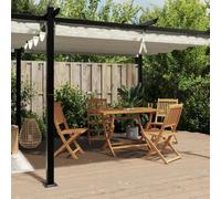 LoogCape Tonnelle de jardin 3 x 6 m en aluminium avec toit extensible crème, cadre anthracite, protection solaire en polyester PA, tente de fête, pergola, auvent pour terrasse, extérieur
