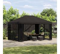 LoogCape Tonnelle de jardin avec parois latérales - 4 x 3 m - Anthracite - Toit en acier polyester - Protection solaire - Tente de fête pour jardin, terrasse, style loft urbain