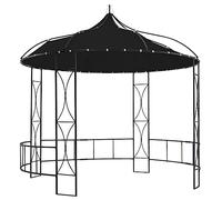 LoogCape Tonnelle ronde - 300 x 290 cm - Anthracite - Toit en polyester ventilé - Fer revêtu par pulvérisation - Tente de fête - Tente de jardin comme auvent pour jardin, terrasse, protection UV