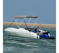 LoogCape Top Bimini à 3 arcs avec panneaux latéraux en maille - 183 x 137-152 x 137 cm - Imperméable - Protection UV - Résistant aux intempéries - Cadre en aluminium en polyester durable pour bateau