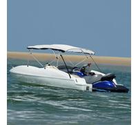 LoogCape Top Bimini à 4 arcs avec panneaux latéraux en maille 243 x (200-213) x 137 cm, imperméable, résistant aux UV, résistant aux intempéries, durable, adapté pour bateau, yacht, bateau pneumatique