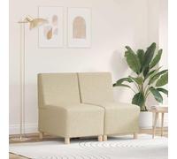 LoogCape Unité de Sofa modulable sans accoudoirs 2 pièces crème Tissu léger et Robuste pour Salon Contemporain Espace Relax Adaptable et Confortable