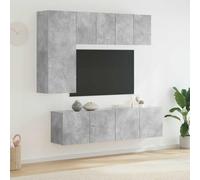 LoogCape Unités murales pour télévision 5 pièces Gris béton Bois d'ingénierie Support Mural Meuble TV Moderne pour Salon, séjour ou Chambre avec Rangement Pratique et Design Industriel