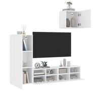 LoogCape Unités murales TV en Bois d'ingénierie Blanc avec 4 pièces, Support Mural Multifonctionnel pour Salon, séjour ou Bureau, idéal pour Rangement, écran, multimédia, Moderne