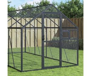 LoogCape Volière à oiseaux anthracite 1,79 x 4 x 1,85 m en aluminium avec fenêtre et porte verrouillables pour perroquets, perruches, canaris, utilisation en intérieur et en extérieur