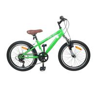 LoogCape VTT 24" avec dérailleur à 6 vitesses pour enfants à partir de 8 ans en vert, cadre en acier robuste, suspension de roue avant, selle et guidon réglables, convient pour l'extérieur, les