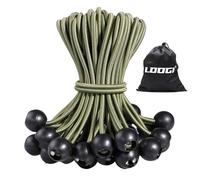 LOOGI Tendeurs élastiques avec Boule Lot de 25-15 cm Vert Tendeur bâche Sandow Elastique pour Bâche, Tente, Pavillon, Bannière, Auvent, Camping