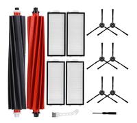 LOOHAOC Ensemble de 14 Accessoires Compatibles avec les Aspirateurs Robots Roborock Qrevo Slim/Qrevo Master, 2 Brosses Principales, 6 Brosses Latérales, 4 Filtres, 1 Brosse de Nettoyage, 1 Tournevis