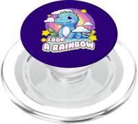 Look a Rainbow Cute Dinosaur with a Rainbow and Stars PopSockets PopGrip pour MagSafe