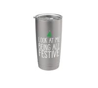 Look at me being all festif Arbre de Noël drôle Meme Gobelet isotherme en acier inoxydable double paroi