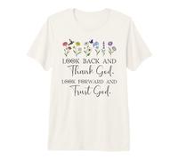 Look Back and Thank God Look Forward & Trust God Bible Verse T-Shirt Haut de Gamme