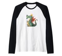 Look Dragon Amusant avec Couronne pour Les Amateurs de Dragons royaux Manche Raglan