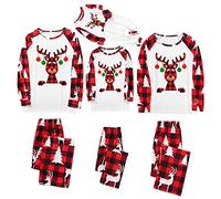 Look festif de famille de Noël pour mère fille chemisiers hauts pantalons pyjamas confortables design sapin de Noël vêtements de famille confortables pour les fêtes contemplatives, rouge, S