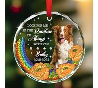 Look for Me in The Rainbow - Décoration en verre cadeau pour la perte d'un chien et chat, photo personnalisée en mémoire d'amour des décorations de Noël 2025, date/nom et photo personnalisés pour