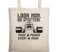 Look Mom No Spotter Pure Power Every Hour Sumo Deadlift Graphic Sac fourre-tout en coton écologique naturel Beige