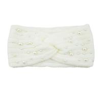 Look New Pearl Tricoté Cross Headbands Léger et Portable Polyester Femmes Tricoté Perles Bandeau Antidérapant Élégant Blanc