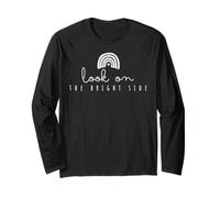 Look on the Bright Side Message Positive Message Trendy Rainbow Tee Manche Longue