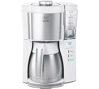 Melitta Look Therm Timer 1025-17 Cafetière filtres 1X4 Fonction arrêt Automatique 10 Tasses Blanc/Acier Brossé, 1080 W, 1.25 liters