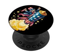 Look Uncle Rocket dans des Couleurs patriotiques pour Les Amateurs de Feux d'artifice PopSockets PopGrip Adhésif