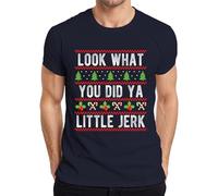 Look What You Did YA Little Jerk Christmas Ugly Drôle Holly Gift T-shirt pour homme, bleu marine, S