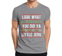 Look What You Did YA Little Jerk Christmas Ugly Drôle Holly Gift T-shirt pour homme, gris, S