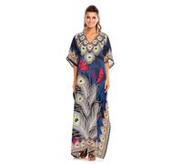Looking Glam Kimono caftan surdimensionné pour femme Taille unique, Bleu sarcelle 20815, 58-60 Grande taille