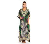 Looking Glam Kimono caftan surdimensionné pour femme Taille unique, Vert 20815, 58-60 Grande taille