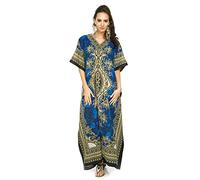 Looking Glam Neuf Femmes Surdimensionné Maxi Kimono Tunique Caftan Robe Caftan,Bleu - 007,46-52(étiquette 29)